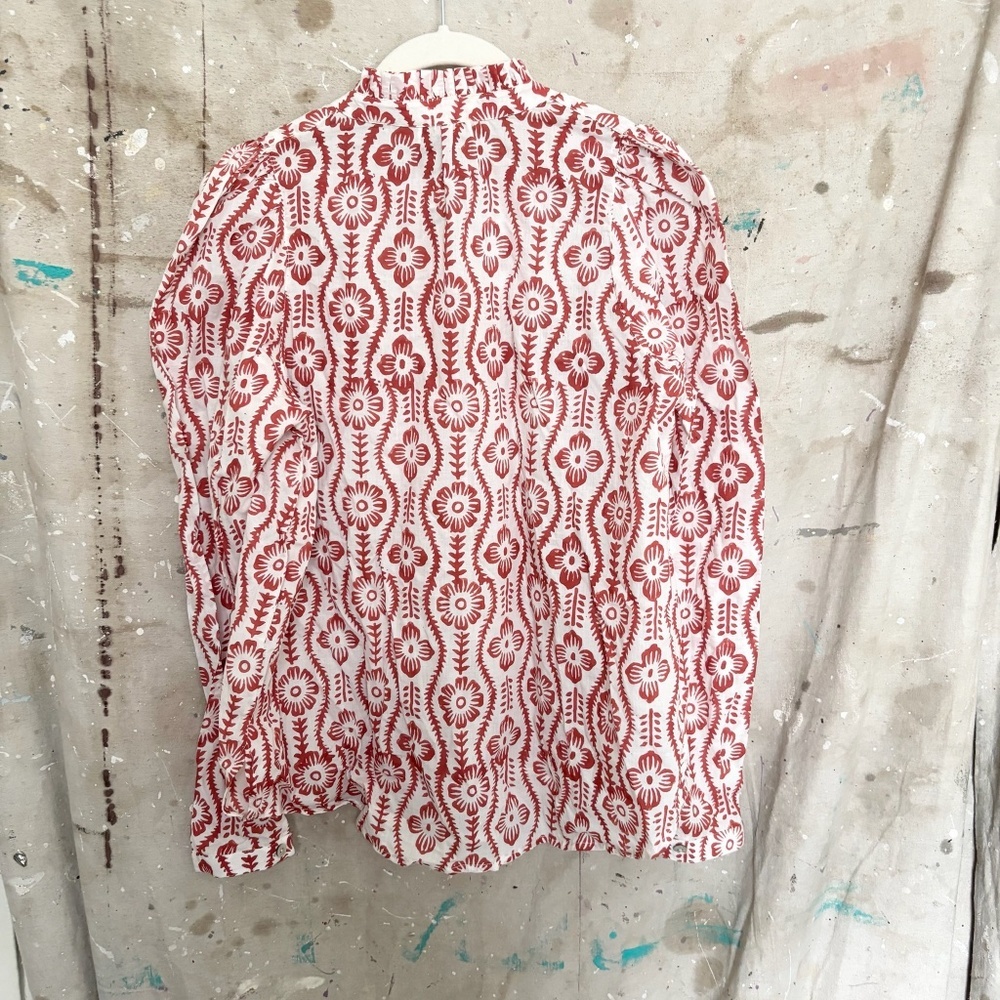 Alix Of Bohemia Red Floral Button Down Blouse - image 4